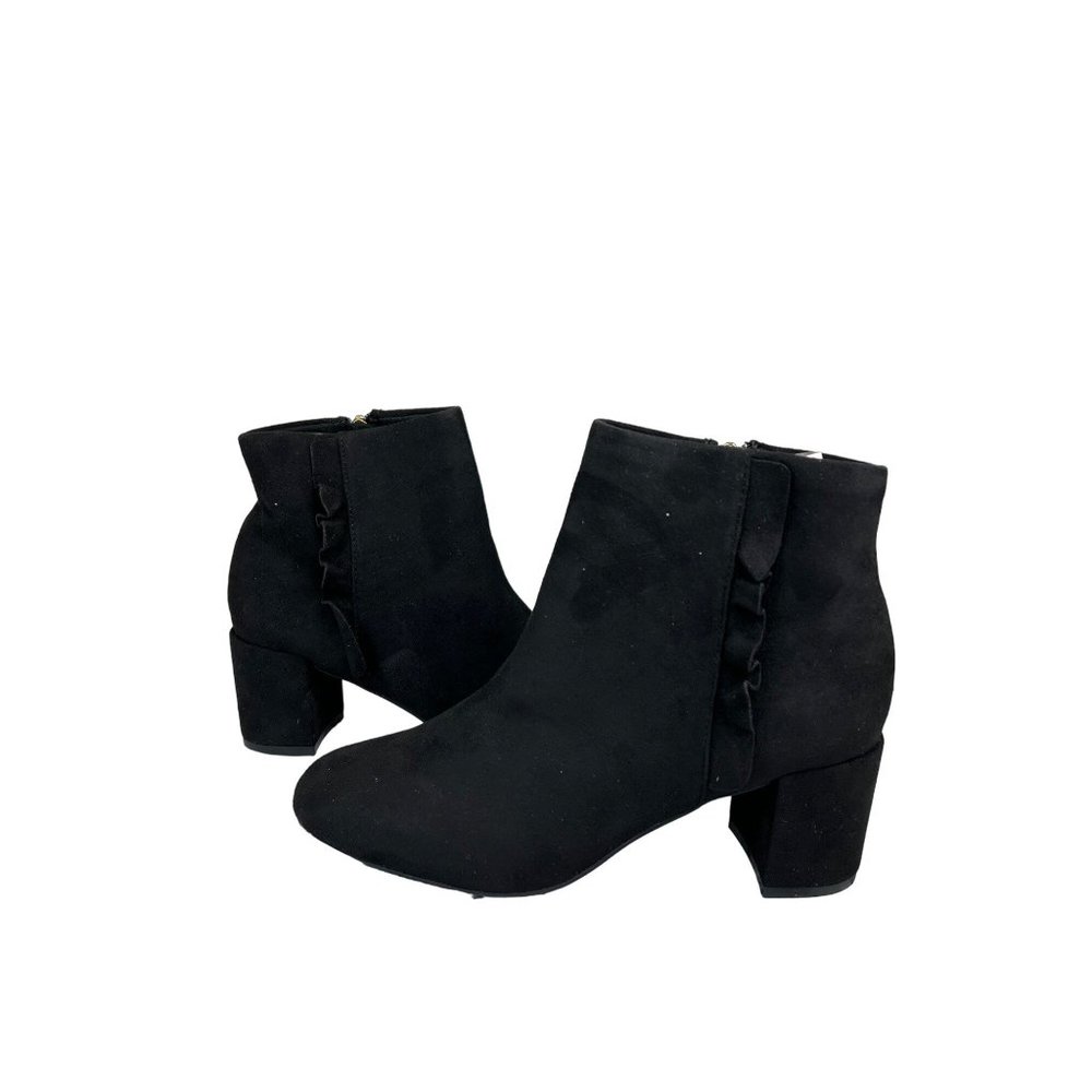 Rockport Oakley Ruffle TOTAL MOTION Black Suede Leather 2.5 inch block heeled Bo - Picture 3 of 16
